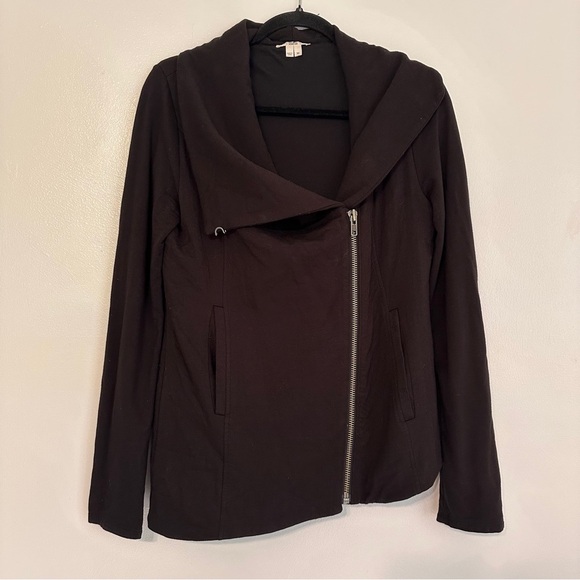 Helmut Lang Asymmetric Modal Moto Zip Jacket size Medium Black - Picture 1 of 7